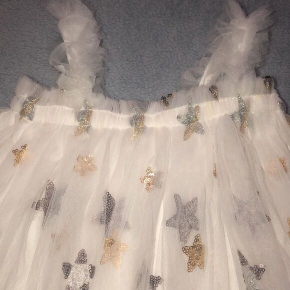 Boutique Girls Sequin Stars White Tulle Dress - Picture 2 of 4